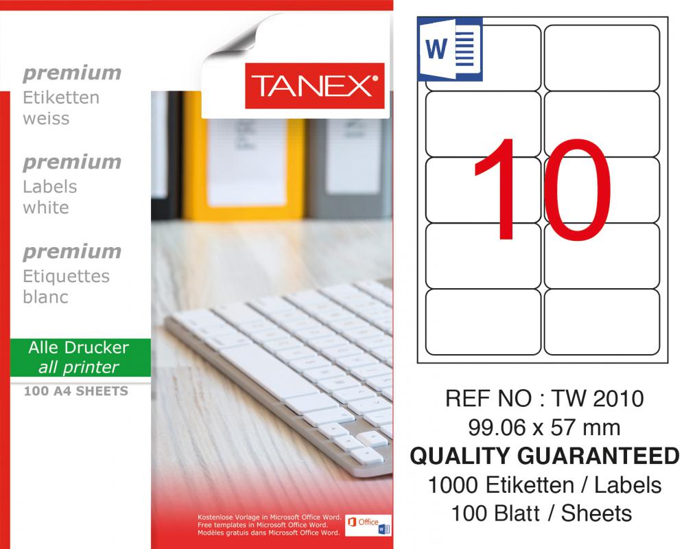 Tanex TW-2010 99,06x57 mm Lazer Etiket